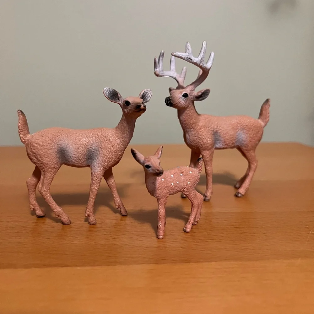 Plastic Deer Figurines Family Buck Doe Fawn